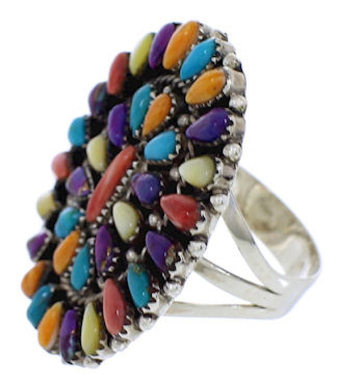 Authentic Sterling Silver Multicolor Ring Size 6-3/4 AX37792